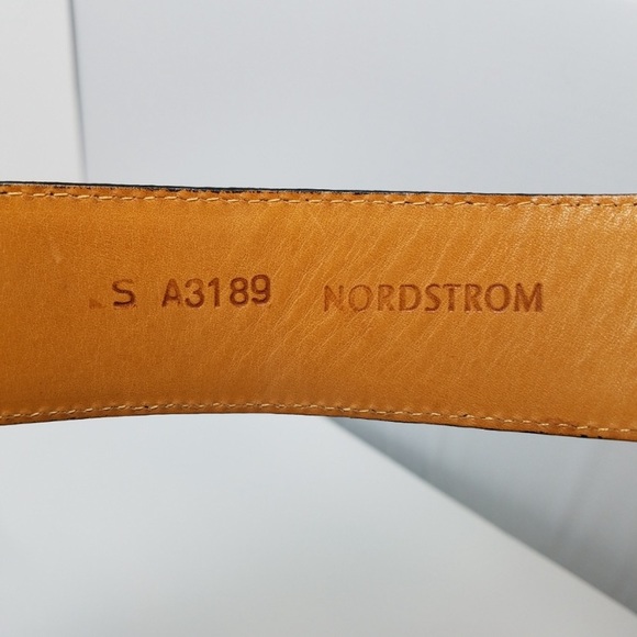 New S Nordstrom Leather Belt Croc Retro Navy - Picture 2 of 5